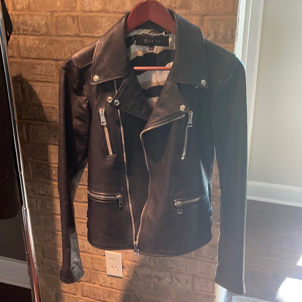 Gucci Black leather biker jacket